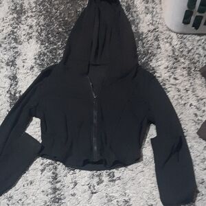 Black Cropped Hoodie